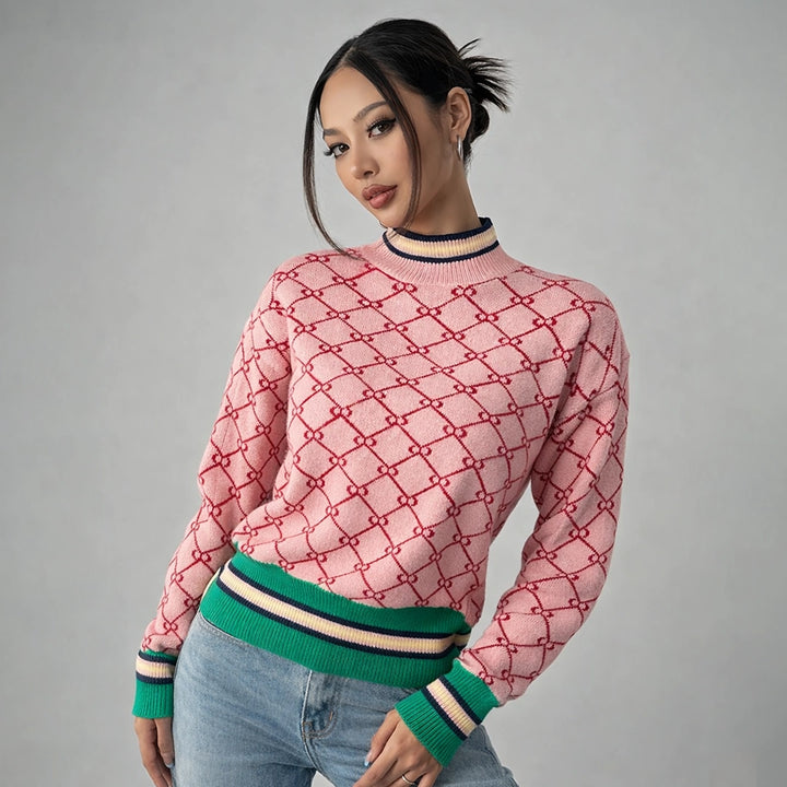 Margot Jacquard-Strickpullover mit Monogramm