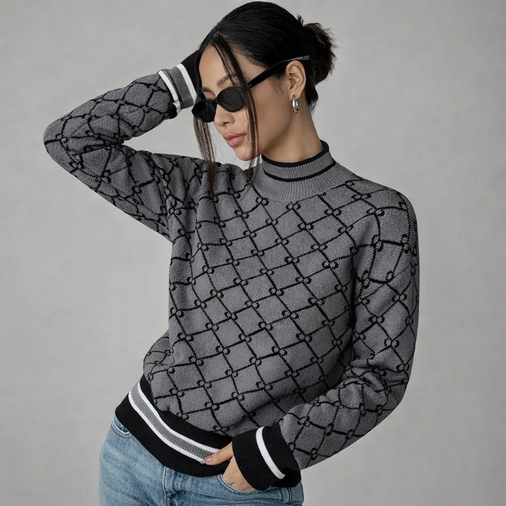 Margot Jacquard-Strickpullover mit Monogramm