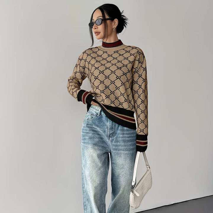 Margot Jacquard-Strickpullover mit Monogramm