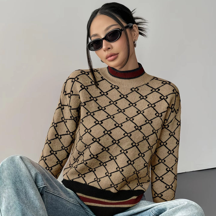 Margot Jacquard-Strickpullover mit Monogramm