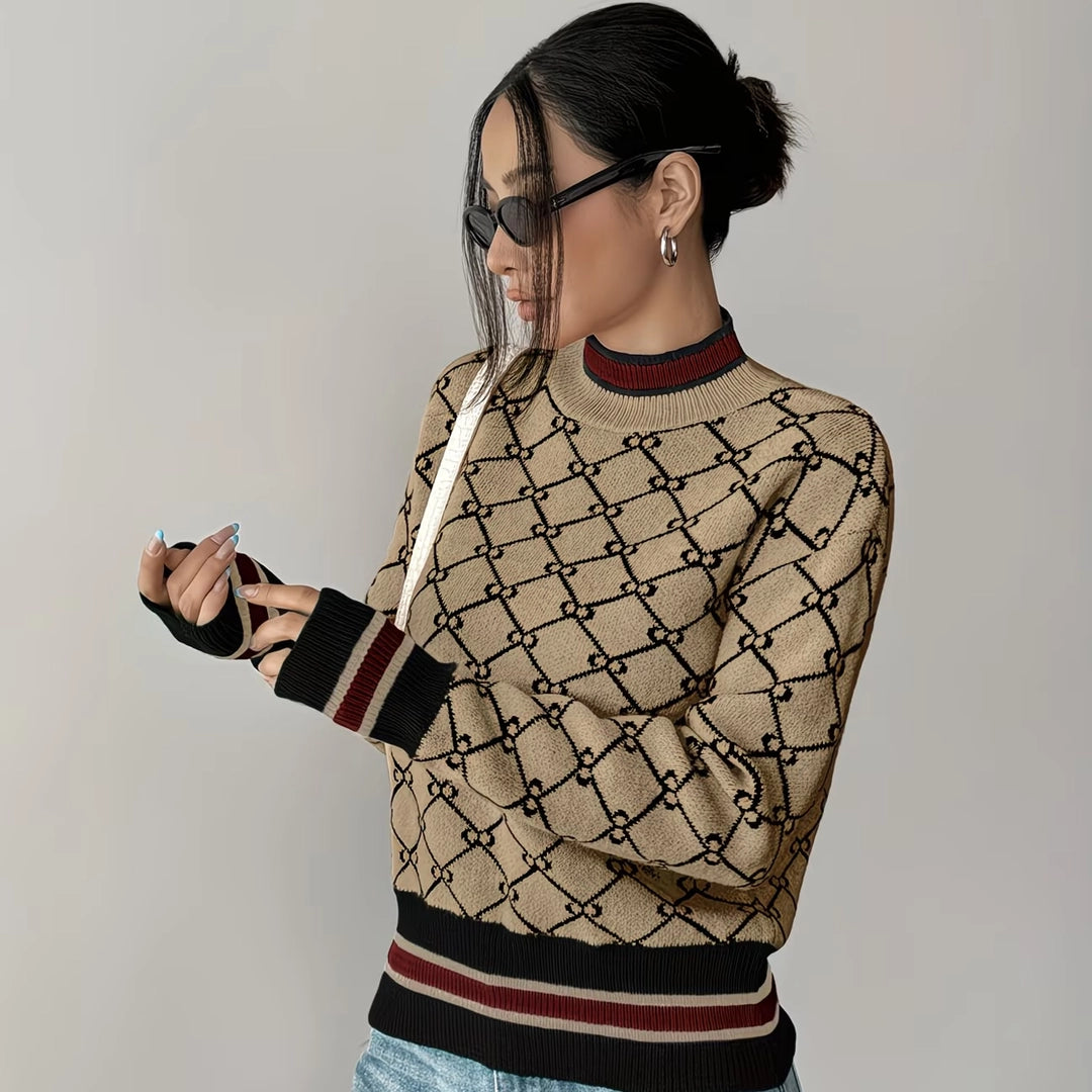 Margot Jacquard-Strickpullover mit Monogramm