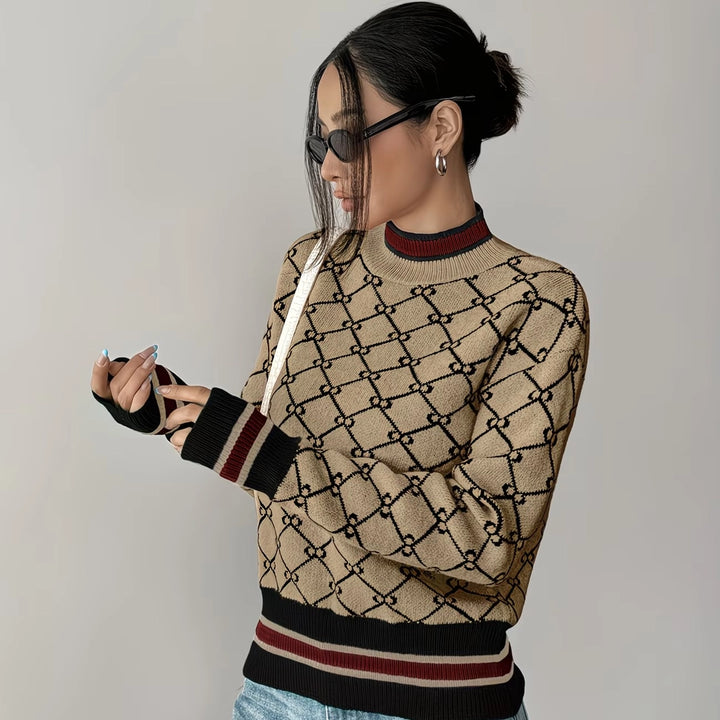 Margot Jacquard-Strickpullover mit Monogramm