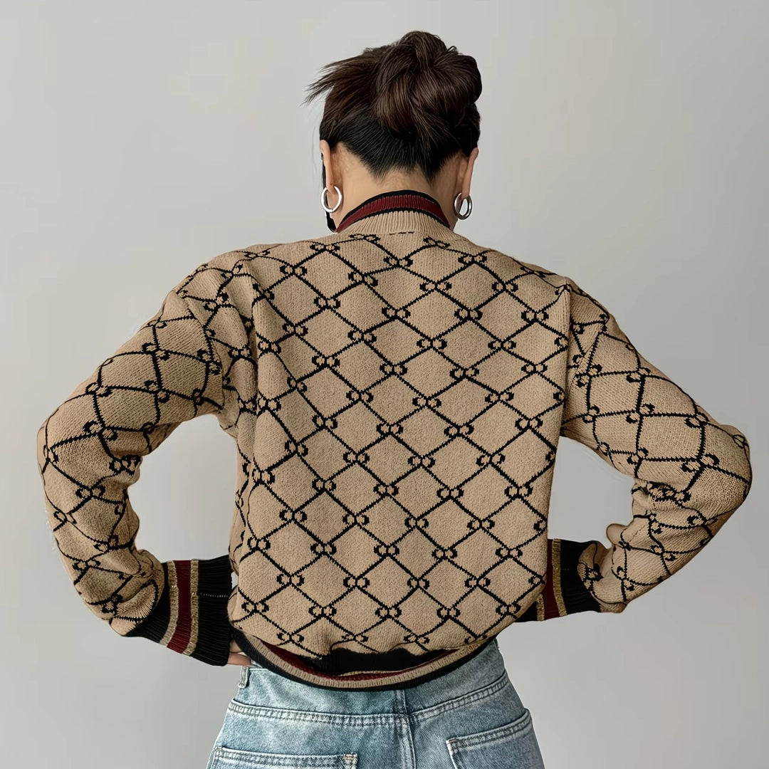 Margot Jacquard-Strickpullover mit Monogramm
