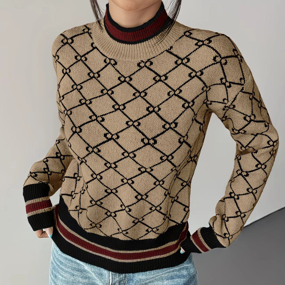 Margot Jacquard-Strickpullover mit Monogramm