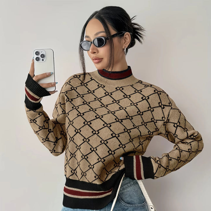 Margot Jacquard-Strickpullover mit Monogramm