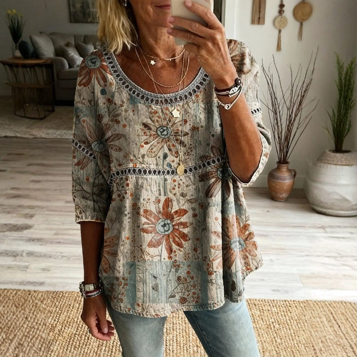 Vintage-Bluse Mit Blumenmuster