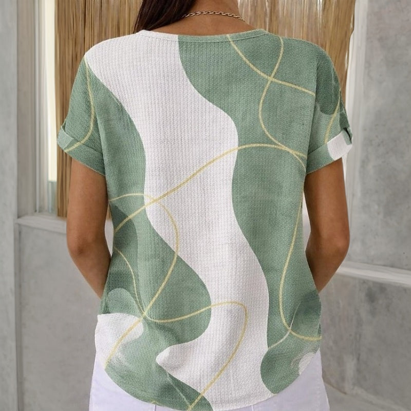 Lässige Bluse Mit Farbblock