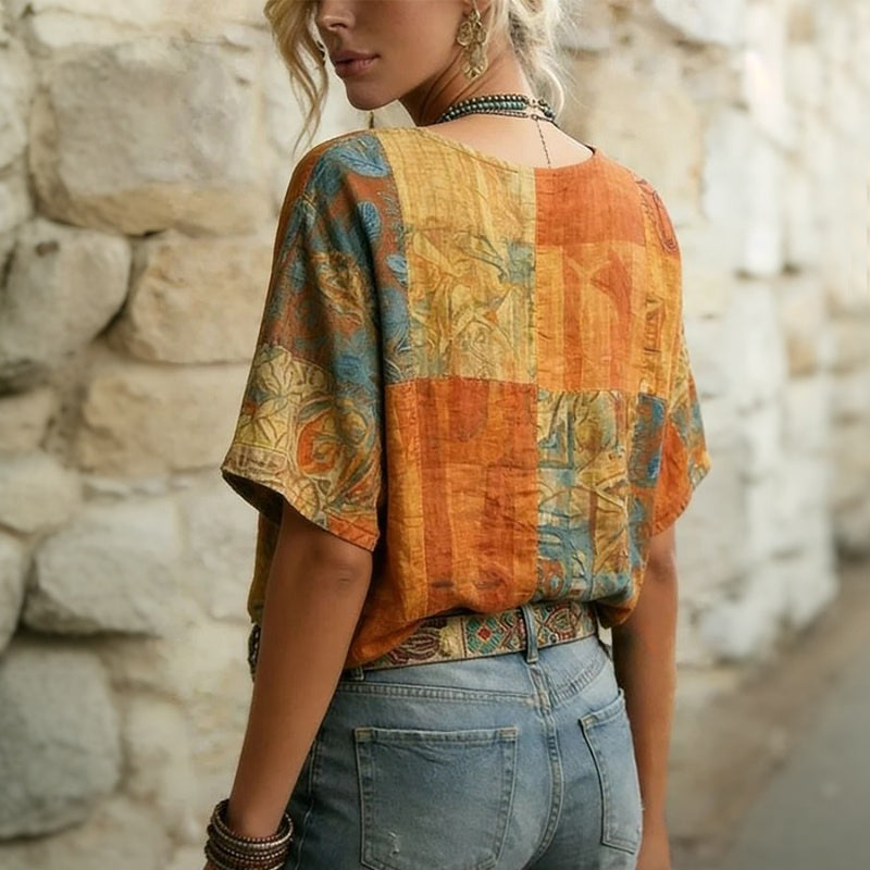 Vintage Bluse mit Libellenmuster