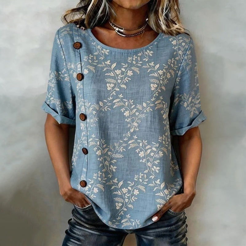 Vintage-Bluse Mit Blattmuster