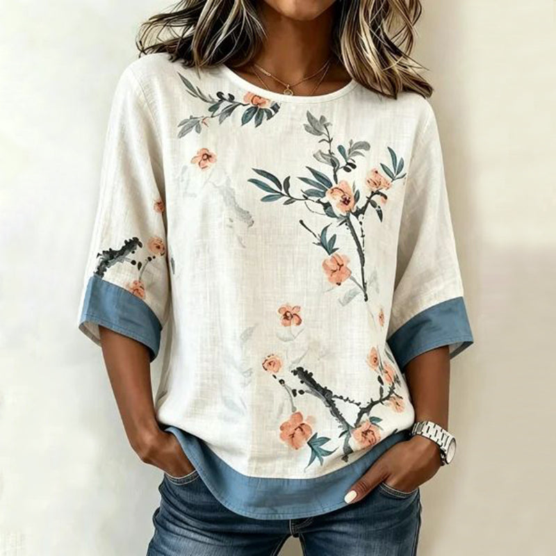 Vintage-Bluse Mit Blumenmuster