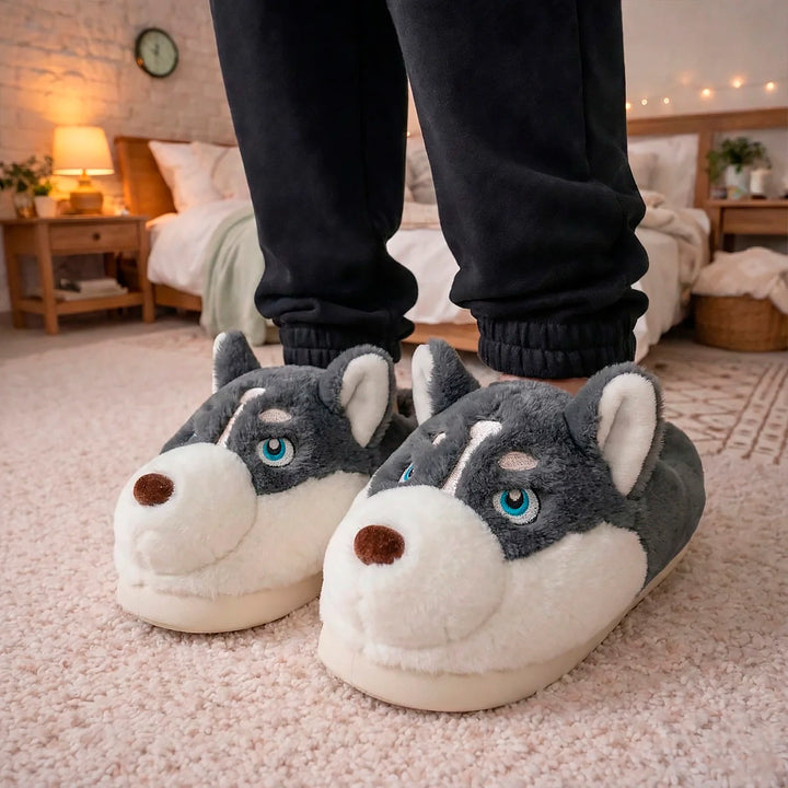 Gemütliche Wolf Hausschuhe